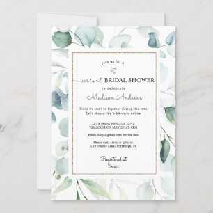 Invitation Fête des mariées virtuelle Eucalyptus