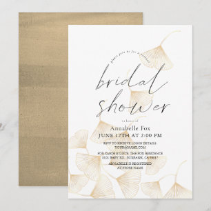 Invitation Fête des mariées virtuelle Feuille Gold Ginkgo