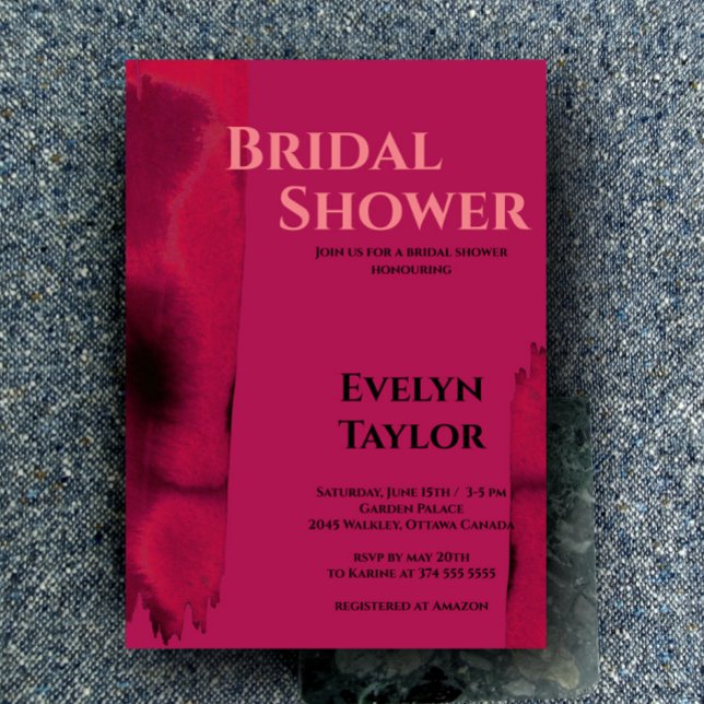 Invitation Fête des mariées Viva Magenta moderne et minimale (Créateur téléchargé)