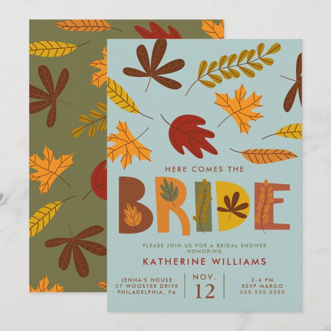 Invitation FÊTE DES MARIÉES | Voici La Mariée D'Automne (Devant / Derrière)