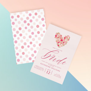 Invitation FÊTE DES MARIÉES   Watercolor Floral Heart Invitat