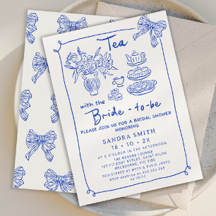 Invitation Fête des mariées Whimsical Blue Main Draa Tea Part