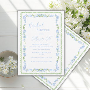 Invitation Fête des mariées Whimsical Floral Bleu