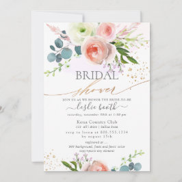 Invitation Fête des mariées White Blush Pink Peonies