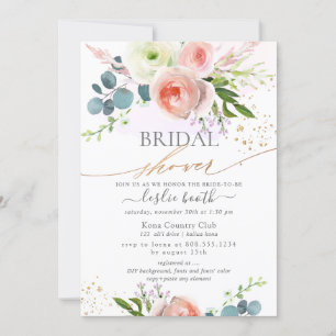 Invitation Fête des mariées White Blush Pink Peonies