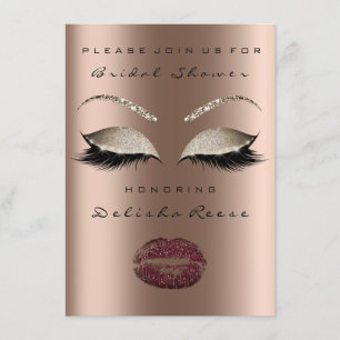 Invitation Fête des mariées Yeux Bronze Sparkly Lips Bourgogn