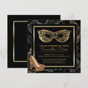 Invitation Fête des mascarades d'automne Black Gold Costume