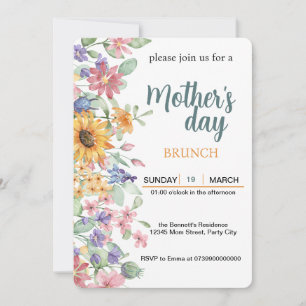 Invitation Fête des Mères Brunch Fleur de soleil