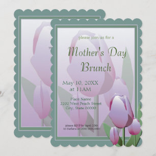 Invitation Fête des mères Brunch Printemps Violet Tulips Part