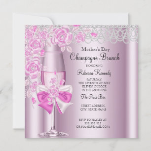 Invitation Fête des Mères Champagne Rose Pretty Brunch 2B