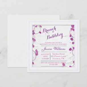 Invitation Fête des mères décoratives violettes Brunch & Bubb
