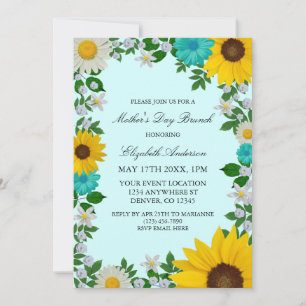 Invitation Fête des mères florales de la marguerite de tourne