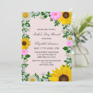 Invitation Fête des mères florales de la marguerite de tourne
