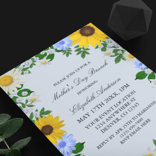 Invitation Fête des mères florales de la marguerite de tourne