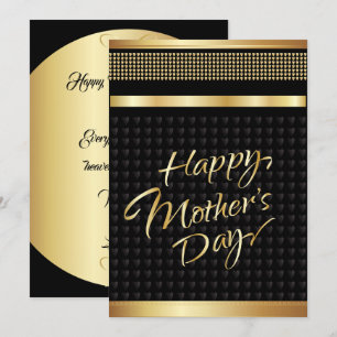 Invitation Fête des Mères Gold Lettering Elegant Black Luxury