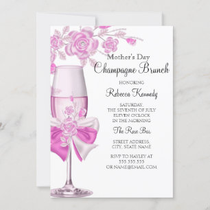 Invitation Fête des Mères Pretty Rose Champagne Brunch 2