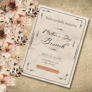 Invitation Fête des mères vintage, célébration de maman, une 