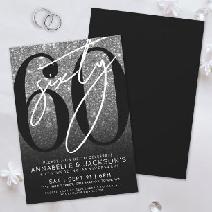 Invitation Fête des Noces d'argent pour 60 ans de mariage