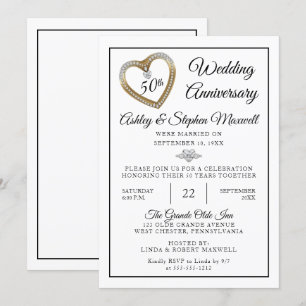 Invitation Fête des noces de diamant de 50 ans de Heart Diamo