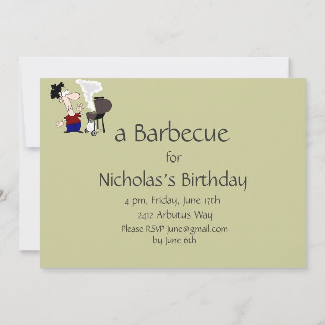 Invitation Fête des pères Barbecue Anniversaire Cartoon Humou (Dos)