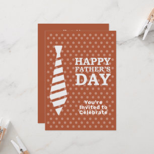 Invitation Fête des pères Cravate blanche Brown Points Dîner