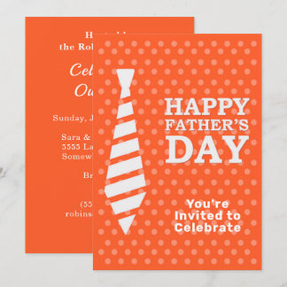 Invitation Fête des pères Cravate blanche Orange Dots Dîner