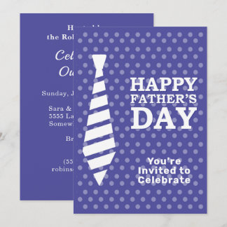 Invitation Fête des pères Cravate blanche Points Bleus Dîner