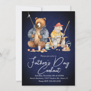 Invitation Fête des pères Cuisine Ours Pêche Pique-nique Part