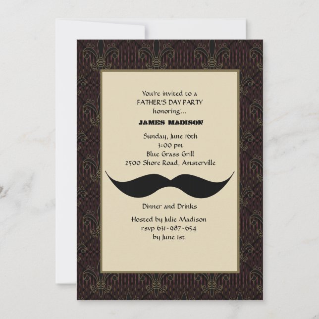 Invitation Fête des pères Mustache (Devant)