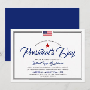 Invitation Fête des présidents Thème Patriotique Anniversaire