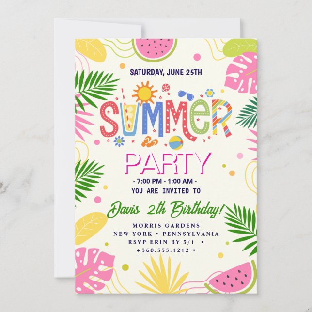 Invitation Fête d'été (Devant)