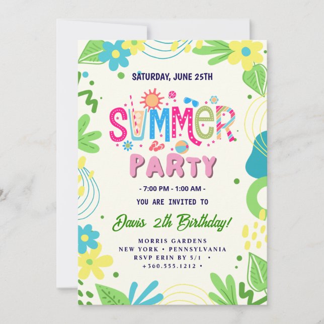 Invitation Fête d'été (Devant)