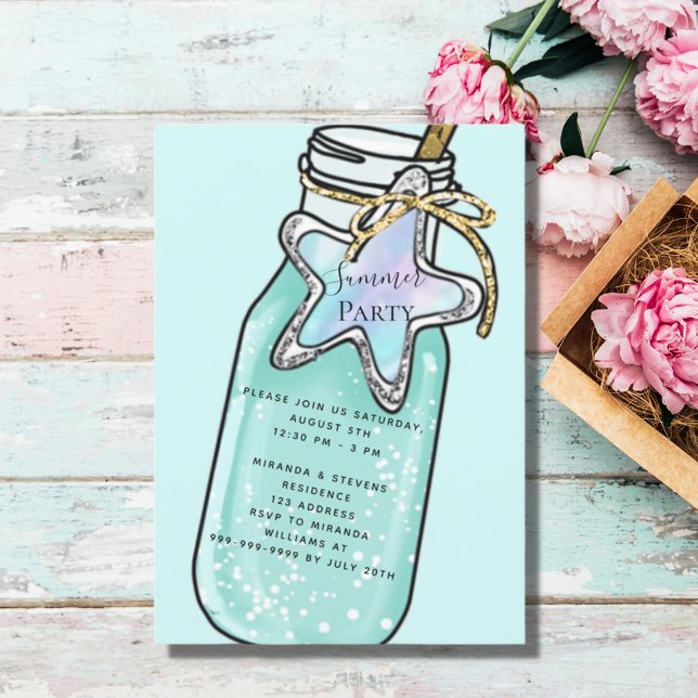 Invitation Fête d'été à la piscine de plage (Créateur téléchargé)