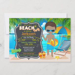 Invitation Fête d'été à la plage Anniversaire garçon tropical
