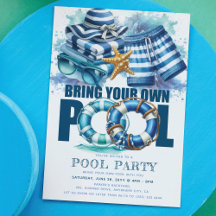 Fête d'été au bord de la piscine BYO Aquarelle ble