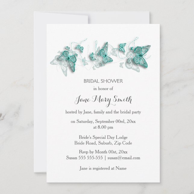 Invitation Fête d'été de la douche aux papillons (Devant)