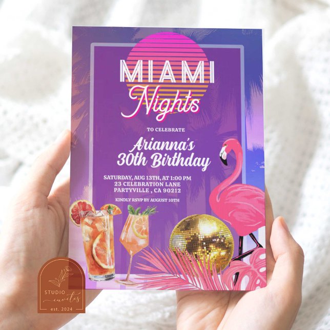 Invitation Fête d'été des nuits de Miami (Créateur téléchargé)