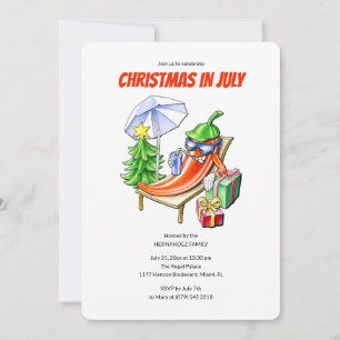 Invitation Fête d'été drôle au chilli Noël en juillet au bord