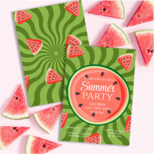 Invitation Fête d'été Red Green Watermelon