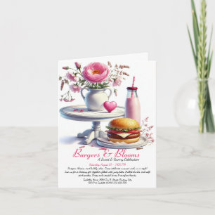 Invitation Fête d'été romantique Aquarelle Burger & Rose