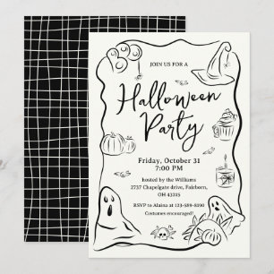 Invitation Fête d'Halloween à doodle dessiné à la main de man