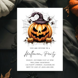 Invitation Fête d'Halloween adulte Citrouille moderne Araigné