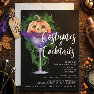 Invitation Fête d'Halloween Adulte Costumes et Cocktails