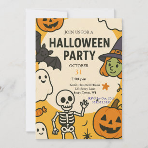 Invitation Fête d'Halloween amusante pour enfants