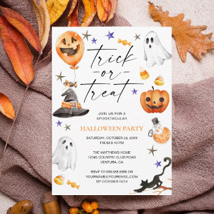 Invitation Fête d'Halloween aquarelle mignonne