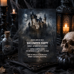 Invitation Fête d'Halloween au château gothique hanté