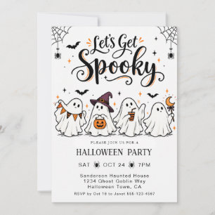 Invitation Fête d'Halloween aux fantômes mignons et effrayant