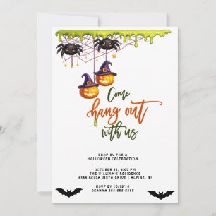 Invitation Fête d'Halloween avec araignée moderne, venez avec