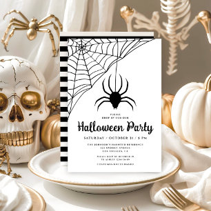 Invitation Fête d'Halloween avec une jolie araignée noire