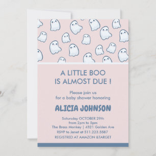 Invitation Fête d'Halloween bébé mignon fantôme rose baby sho